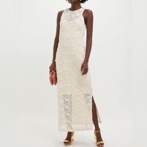 Elegant Cream Lace Maxi Dress